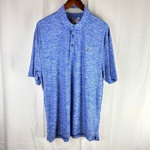 Under Armour Men's HeatGear Loose Fit Blue Heathered Golf Polo Shirt Size LG